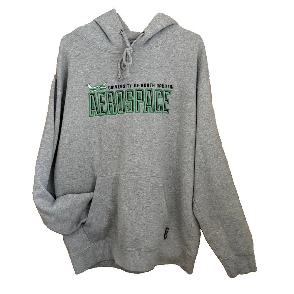 University of North Dakota UND Aerospace Athletic Hoodie Gray L Pullover College